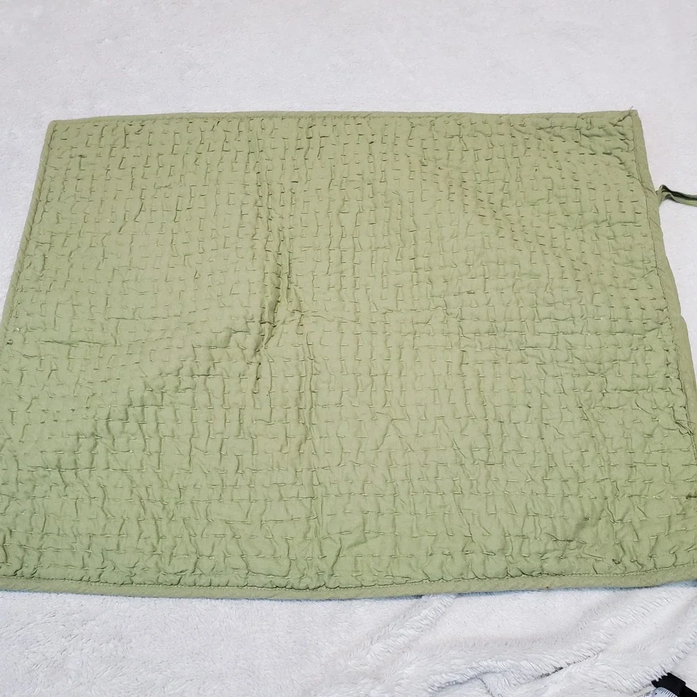 Pottery Barn Sage Celery Green Linen Pick Stitch Standard Pillowcases Sham Set 3